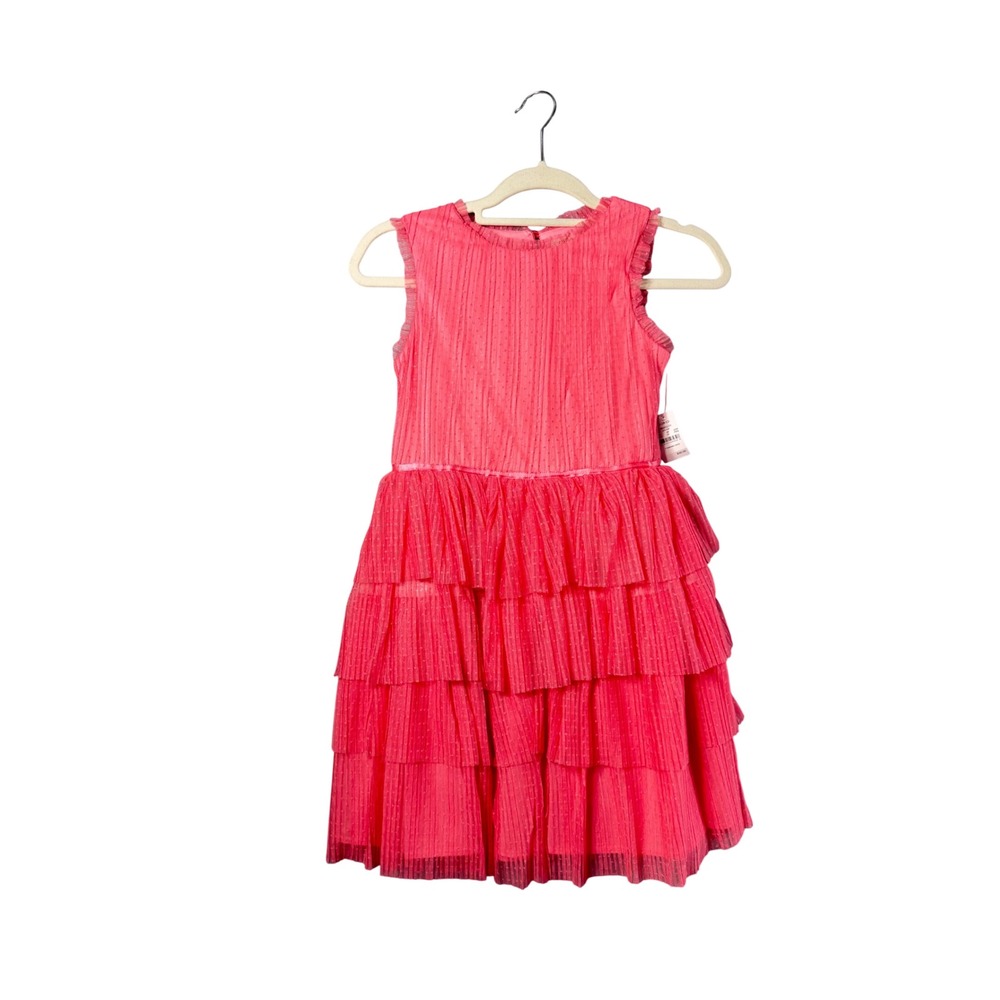 NEW Zenzi Girls Watermelon Pink Tiered Tulle Party Dress Size L 10/12 AYD25740